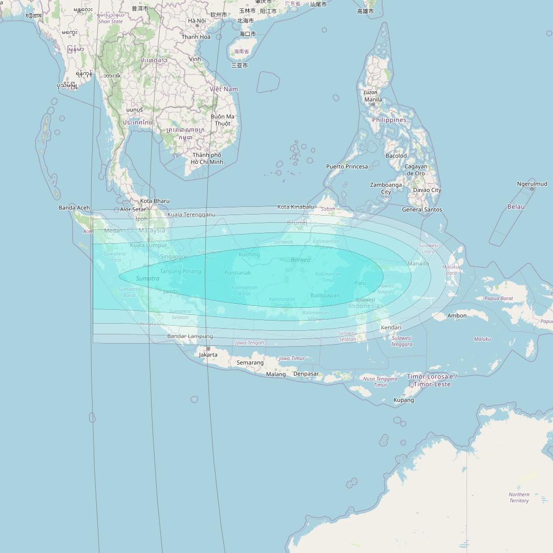 Inmarsat-4F1 at 178&deg; E downlink L-band F1S004 User Spot beam coverage map