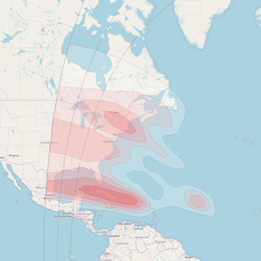 NSS 7 at 20° W downlink Ku-band North America Beam coverage map