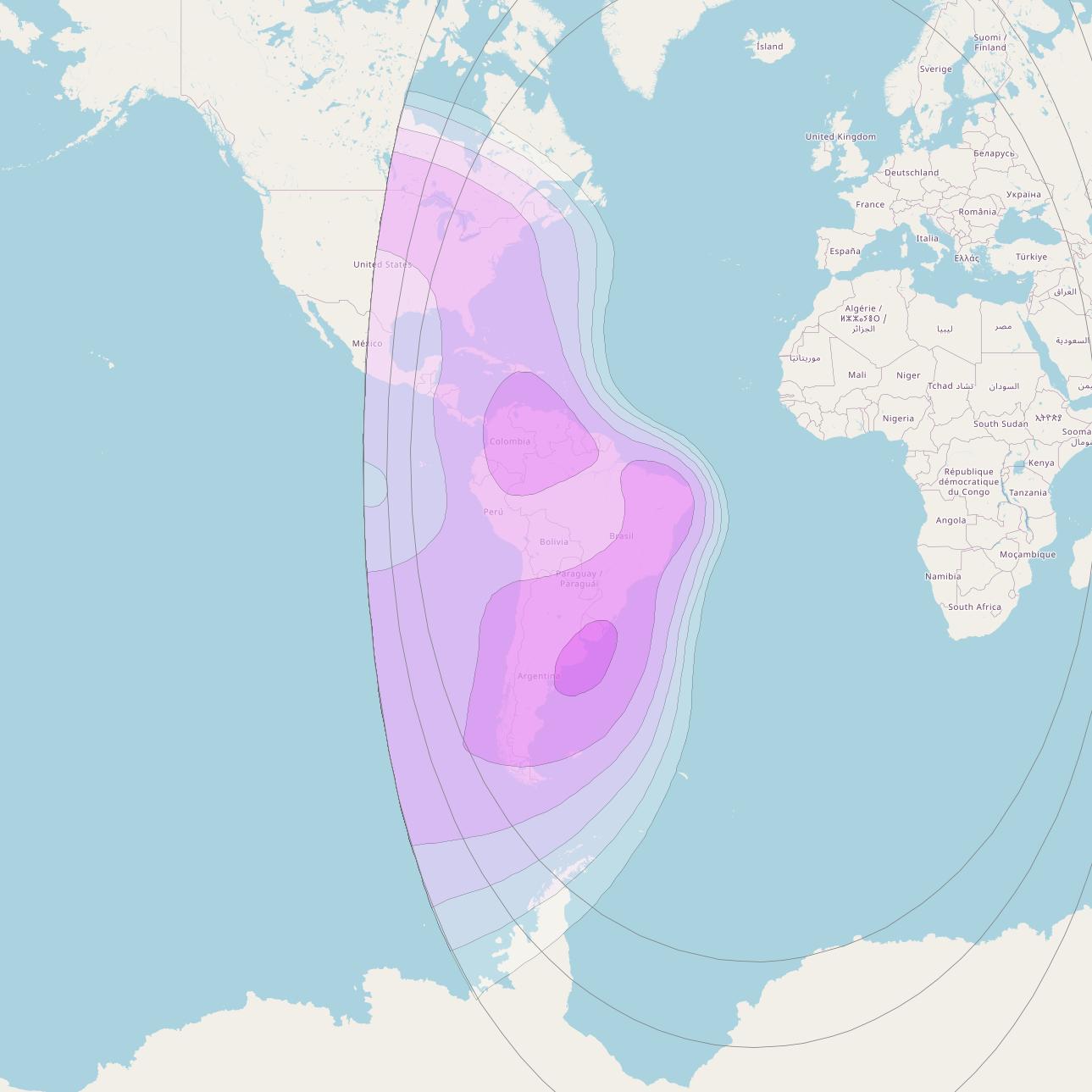 SES 4 at 22° W downlink C-band West Hemi Beam coverage map