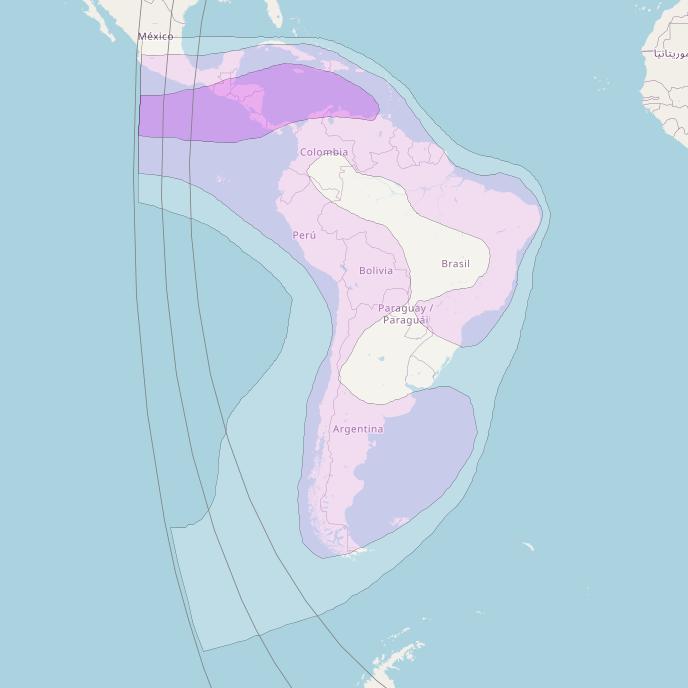 Intelsat 905 at 24° W downlink C-band South West Zone Beam coverage map