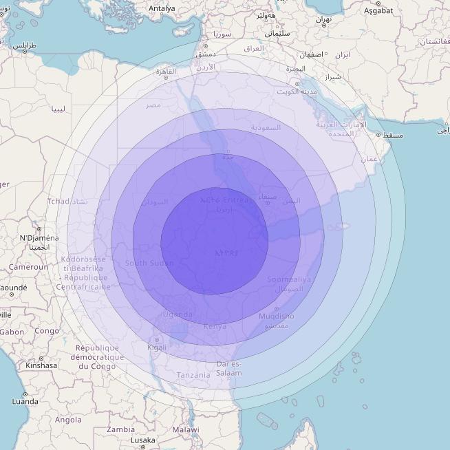 XTAR-EUR at 29° E downlink X-band Horn of Africa beam coverage map