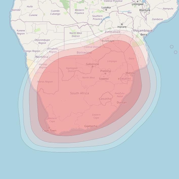 Turksat 5A at 31° E downlink Ku-band Africa beam coverage map