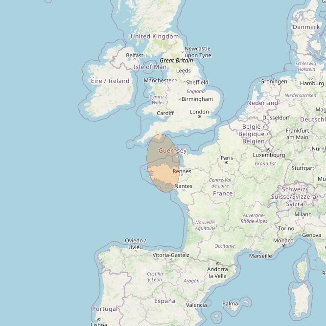 Eutelsat Konnect VHTS at 3&deg; E downlink Ka-band S052 User Spot beam coverage map