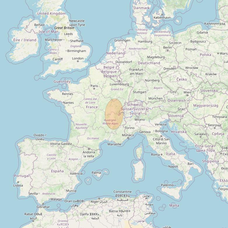 Eutelsat Konnect VHTS at 3&deg; E downlink Ka-band S072 User Spot beam coverage map