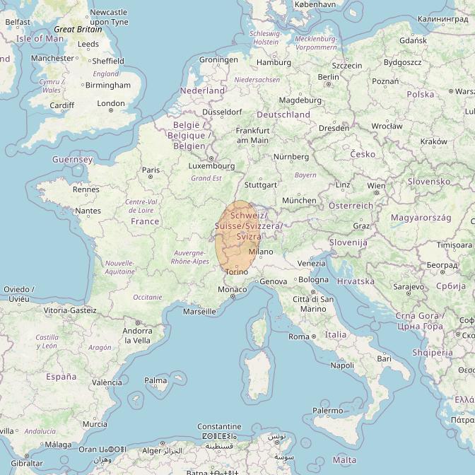 Eutelsat Konnect VHTS at 3&deg; E downlink Ka-band S073 User Spot beam coverage map