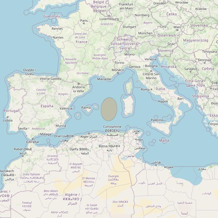 Eutelsat Konnect VHTS at 3&deg; E downlink Ka-band S129 Spot beam coverage map