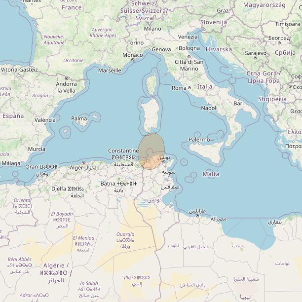 Eutelsat Konnect VHTS at 3&deg; E downlink Ka-band S154 Spot beam coverage map
