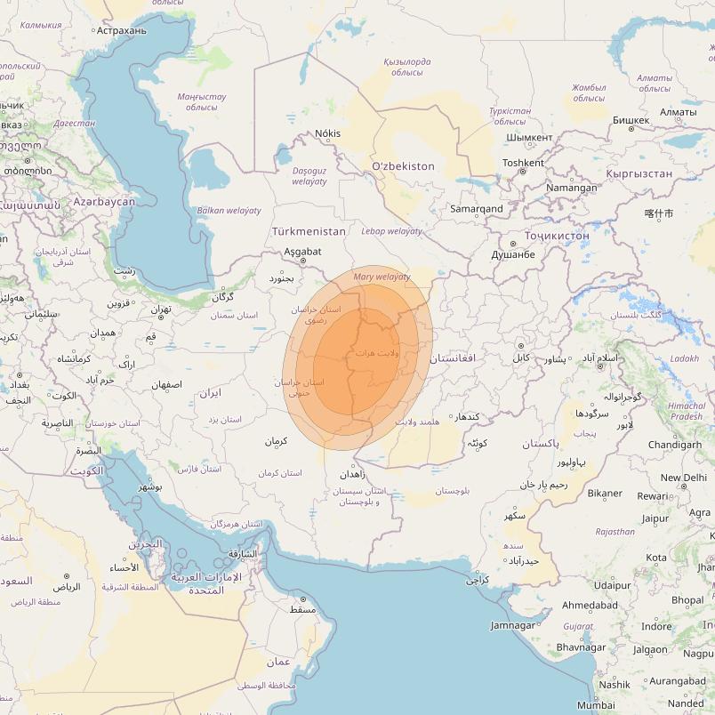 Al Yah 2 at 48° E downlink Ka-band Spot 10 User beam coverage map