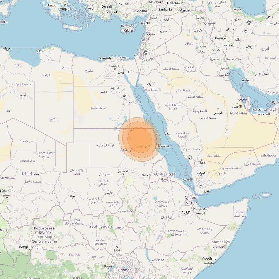 Al Yah 2 at 48° E downlink Ka-band Spot 30 User beam coverage map