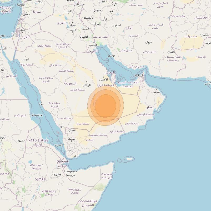 Al Yah 2 at 48° E downlink Ka-band Spot 33 User beam coverage map