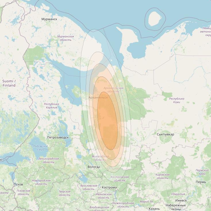 Yamal 601 at 49° E downlink Ka-band Spot20 Pol B MG-1 beam coverage map