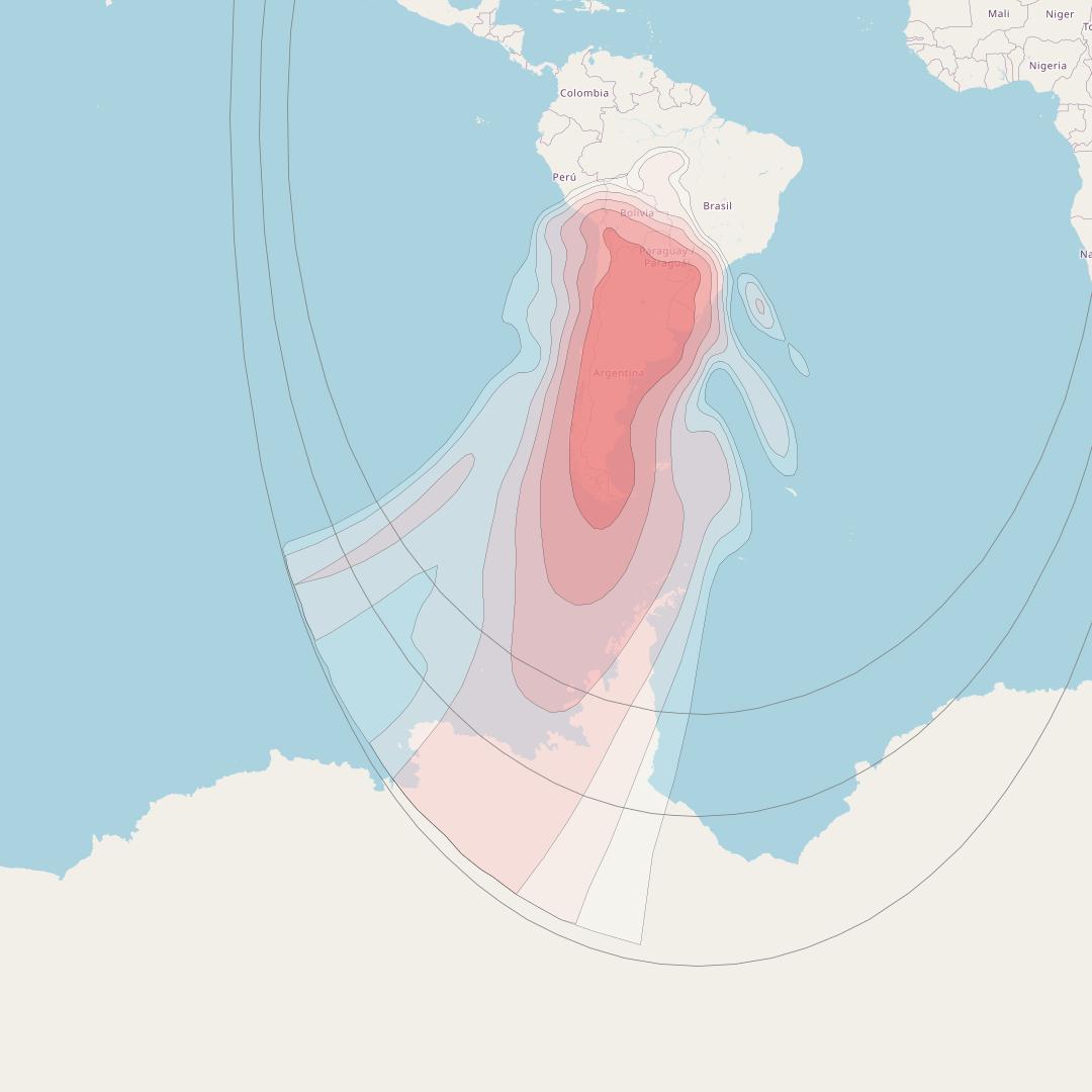 Intelsat 23 at 53° W downlink Ku-band South Latin America beams coverage map