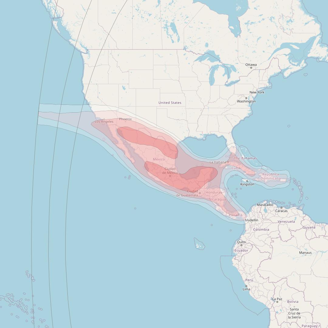 Intelsat 21 at 58° W downlink Ku-band Mexico beam coverage map