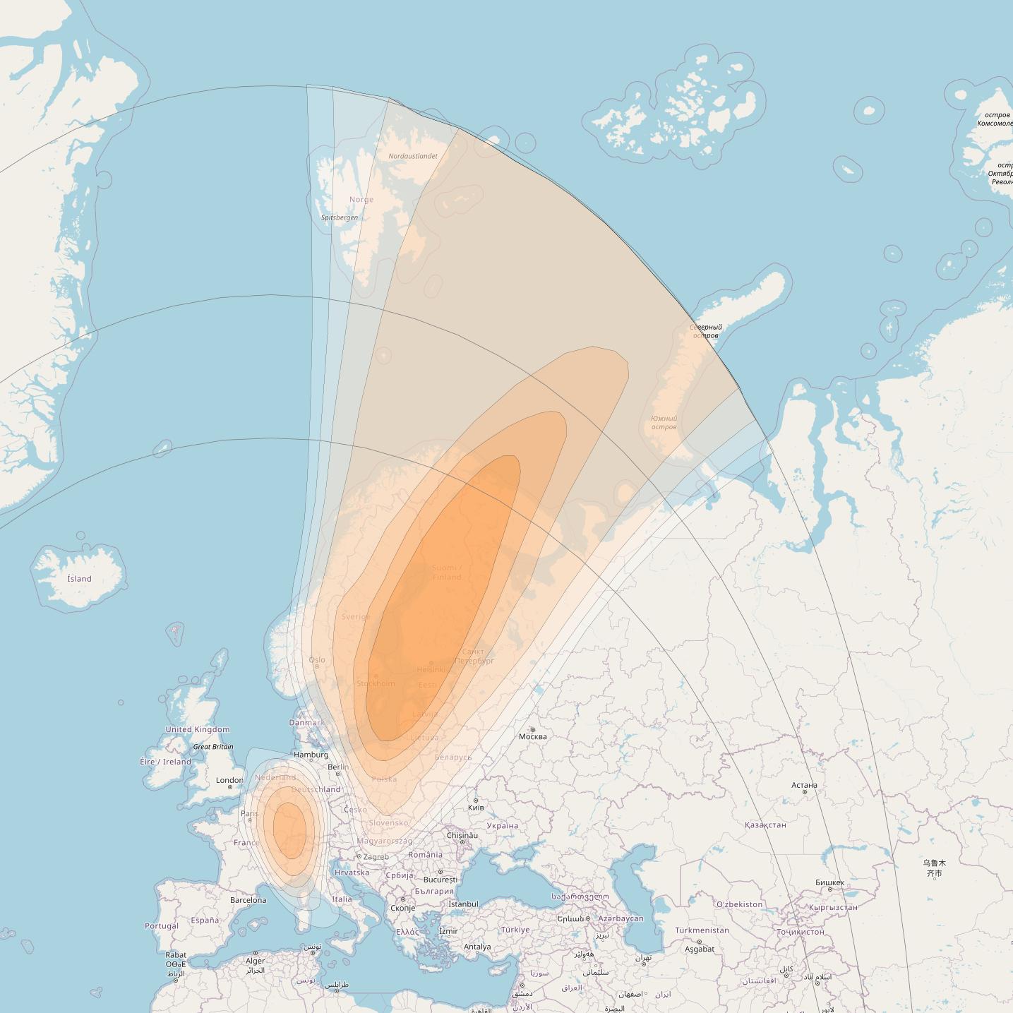 Astra 4A at 5° E downlink Ka-band Europe Interactive Beam coverage map