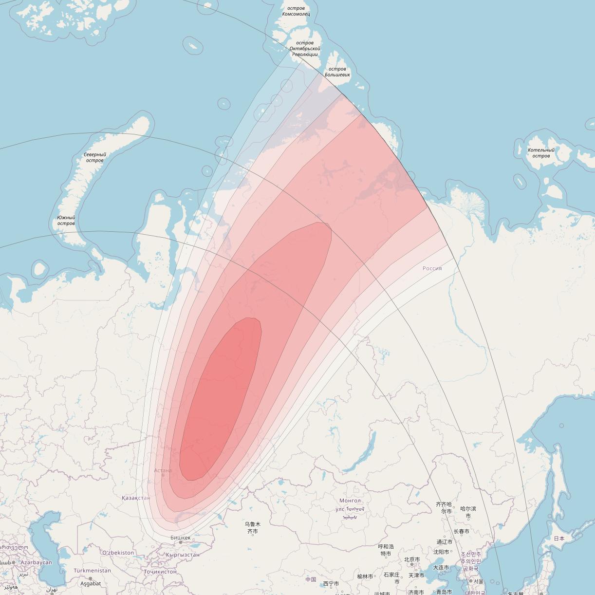 Intelsat 33e at 60° E downlink Ku-band U52 User Spot beam coverage map