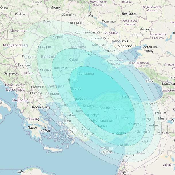 Inmarsat-4F2 at 64° E downlink L-band S052 User Spot beam coverage map