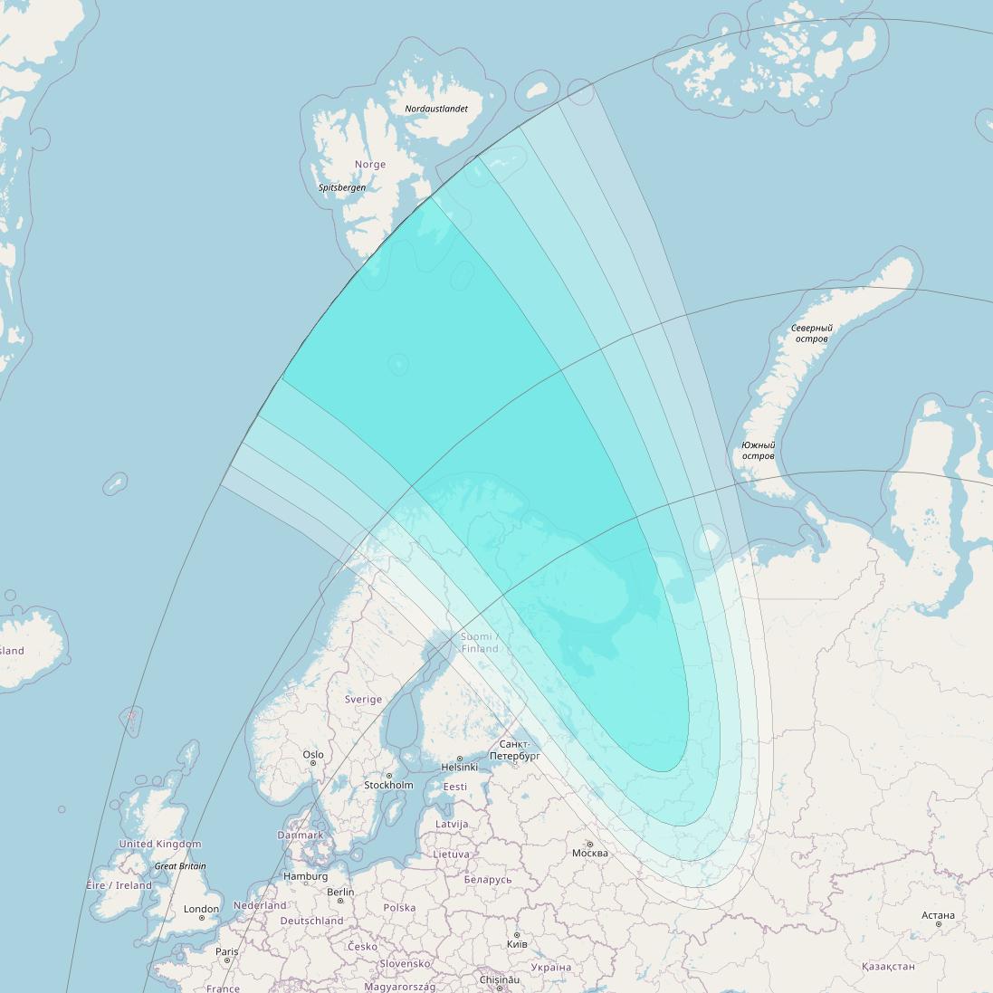 Inmarsat-4F2 at 64° E downlink L-band S082 User Spot beam coverage map