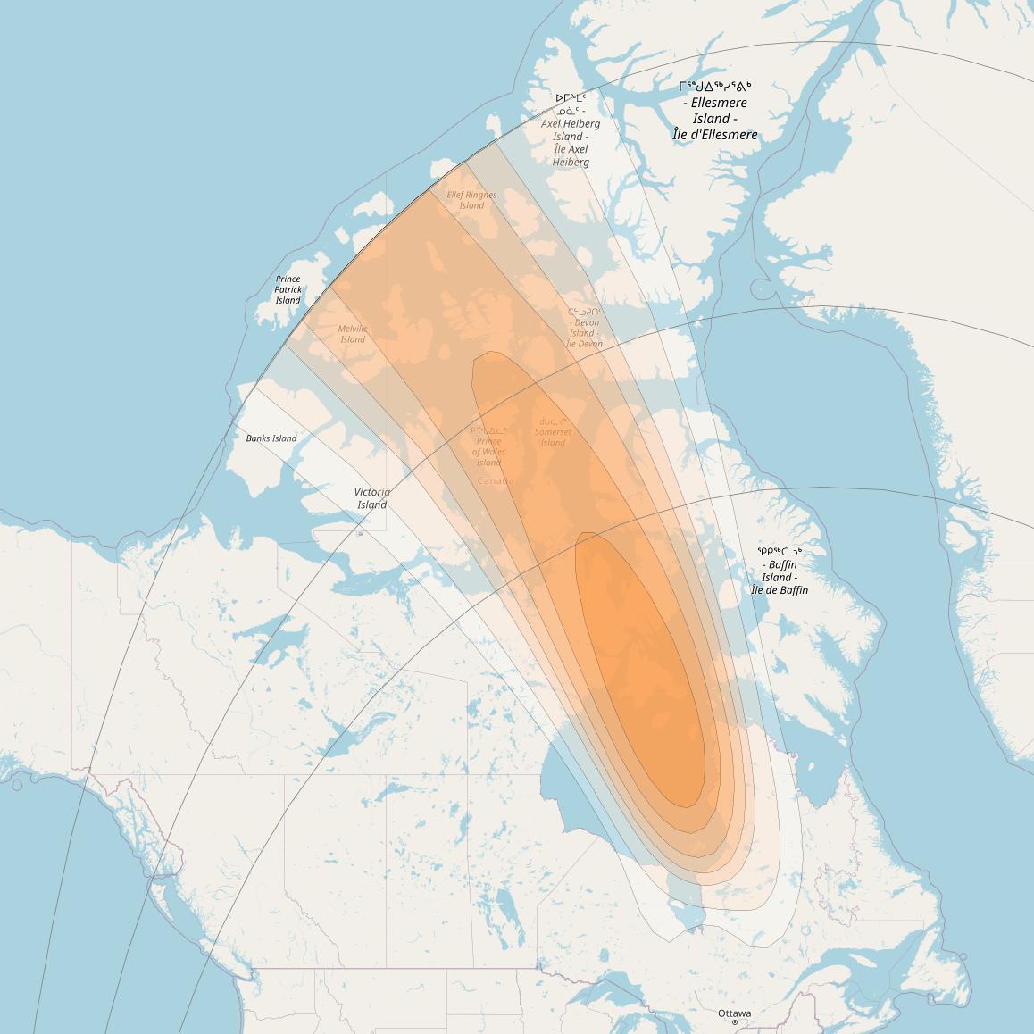 SES 17 at 67° W downlink Ka-band NS04 Spot beam coverage map