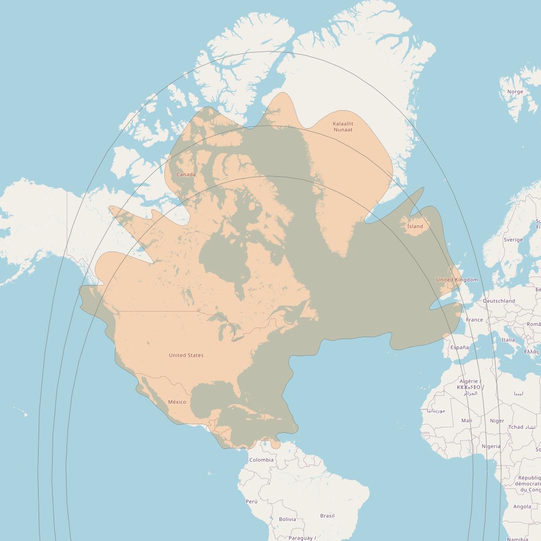 Viasat 2 at 70° W downlink Ka-band Combined HTS User type A (small) beam coverage map