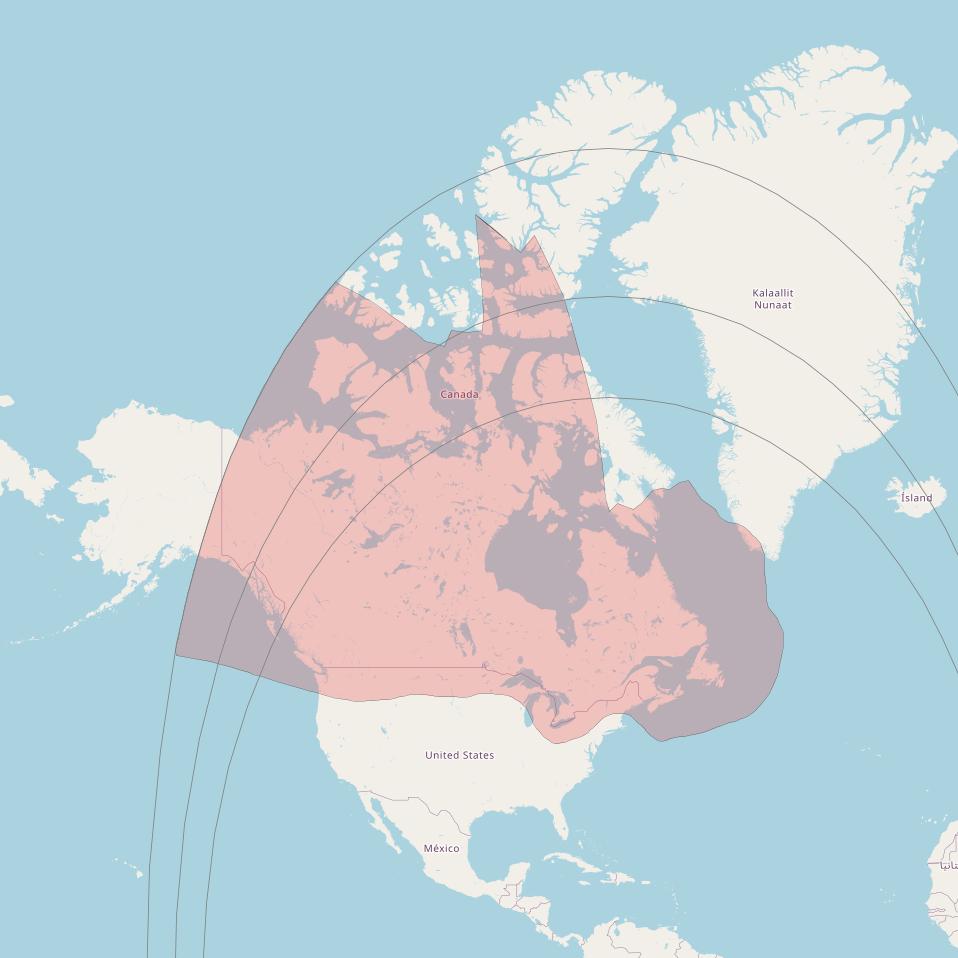 Nimiq 5 at 73° W downlink Ku-band Canada beam coverage map