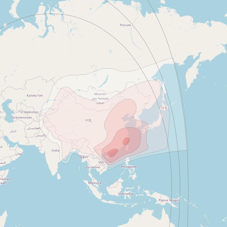 APSTAR 7 at 76° E downlink Ku-band China beam coverage map