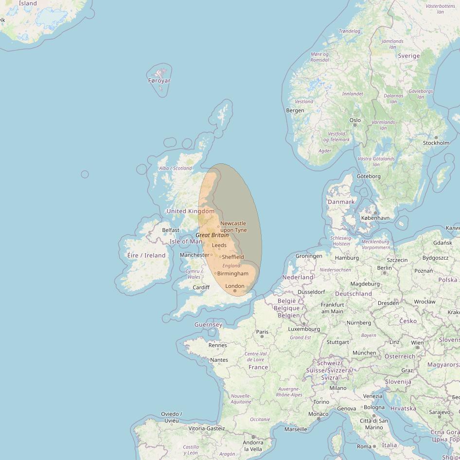 Eutelsat Konnect at 7° E downlink Ka-band EU04 User Spot beam coverage map