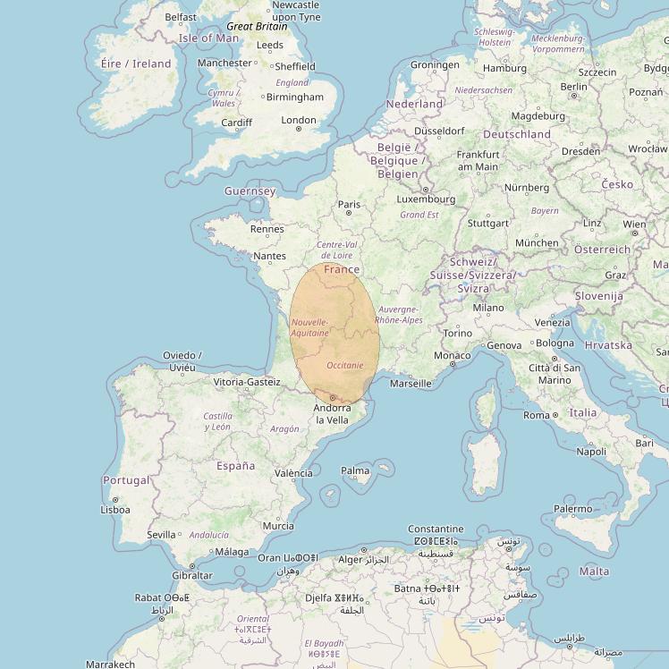 Eutelsat Konnect at 7° E downlink Ka-band EU15 User Spot beam coverage map
