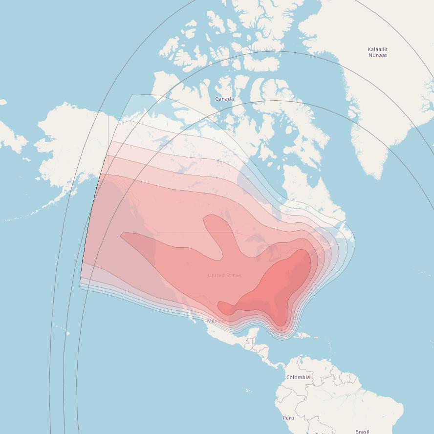 ARSAT 2 at 81° W downlink Ku-band North America beam coverage map