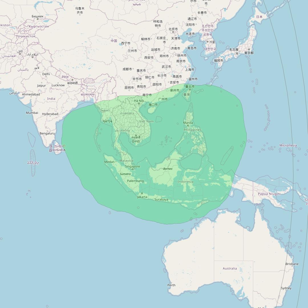 Tiantong 1 03 at 82&deg; E downlink S-band Regional 03 beam coverage map