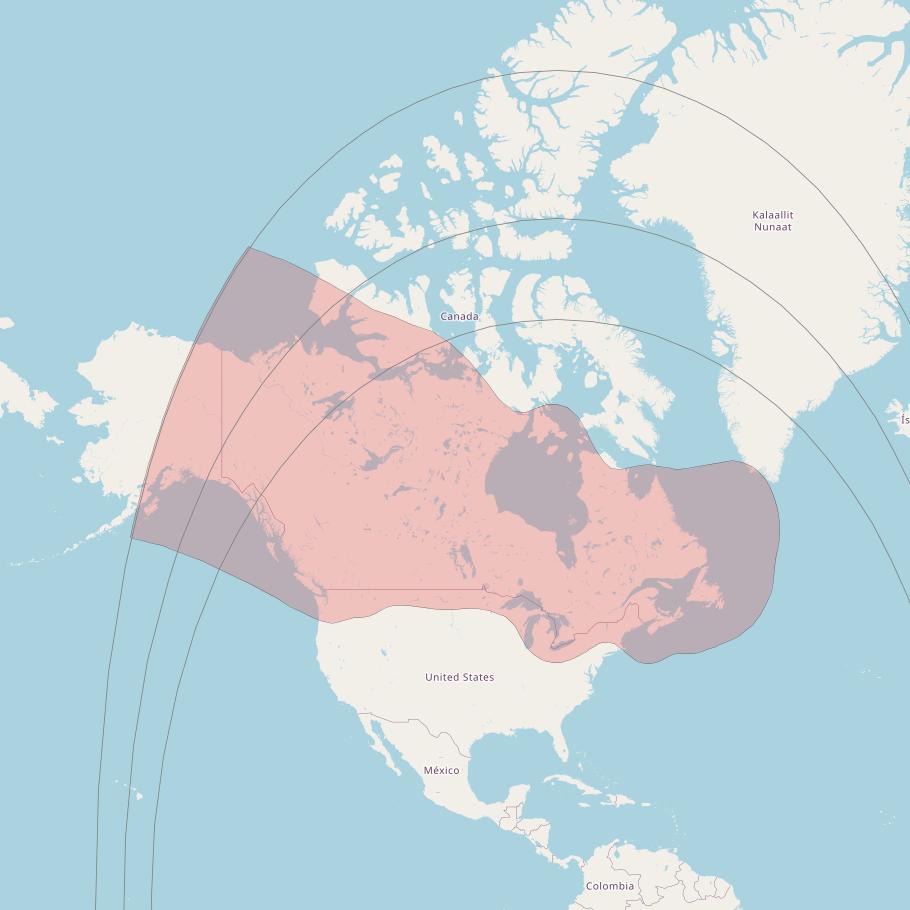 Nimiq 4 at 82° W downlink Ku-band Canada Beam coverage map