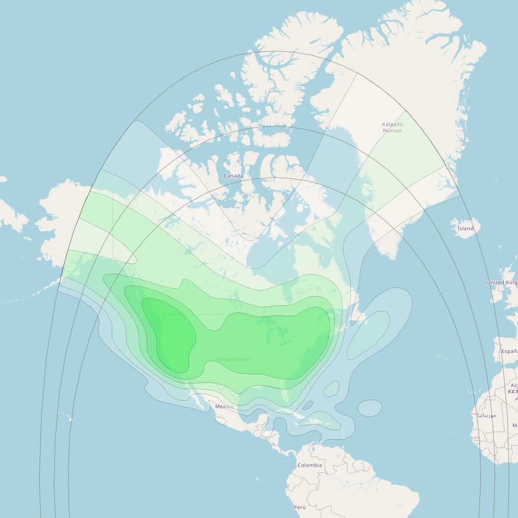 Sirius XM9 at 85&deg; W downlink S-band SDARS beam coverage map