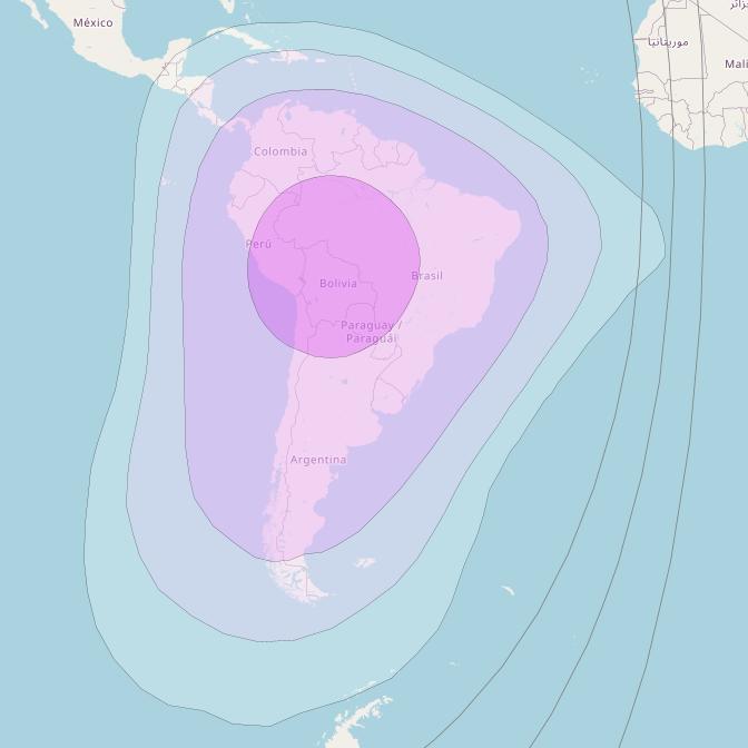 Tupac Katari 1 at 87° W downlink C-band Continental beam coverage map