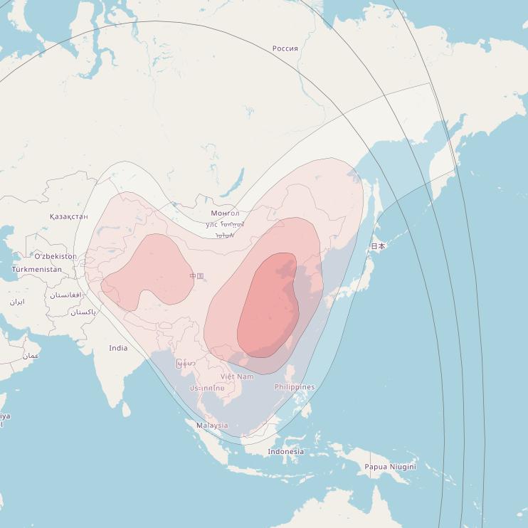 Chinasat 12 at 88° E downlink Ku-band China beam coverage map