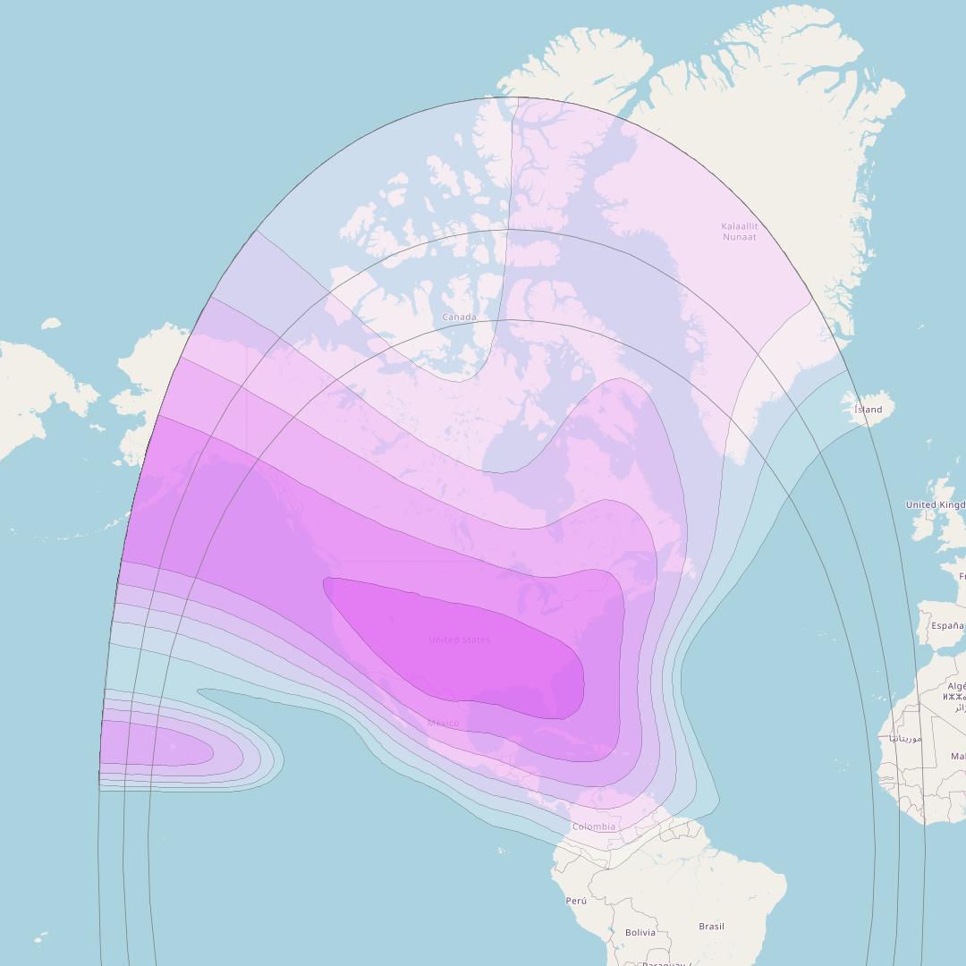 Galaxy 36 at 89° W downlink C-band North America beam coverage map
