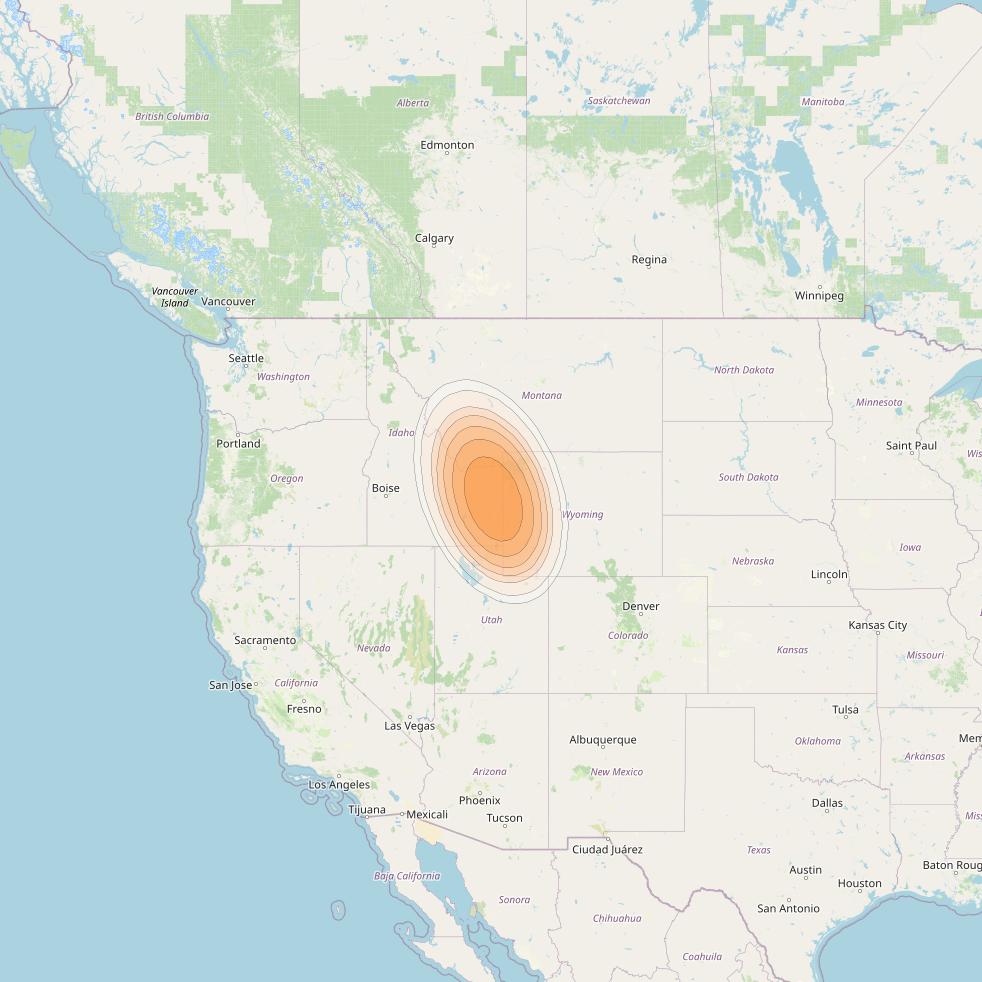 Echostar 19 at 97° W downlink Ka-band U023 User Spot beam coverage map