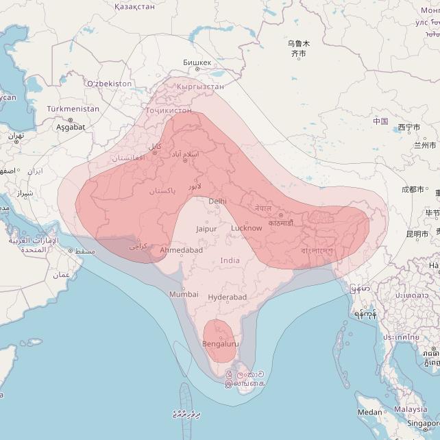 Chinasat 11 at 98° E downlink Ku-band South Asia beam coverage map