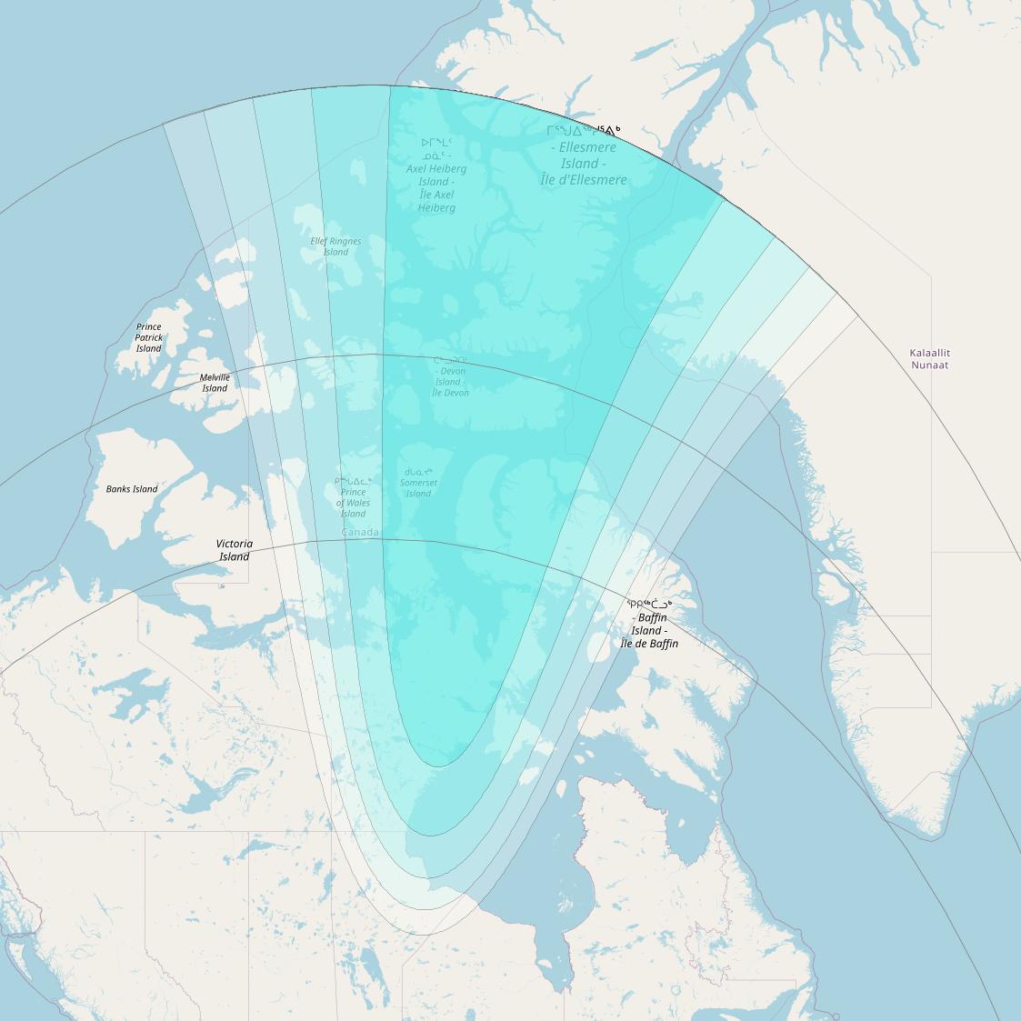 Inmarsat-4F3 at 98° W downlink L-band S111 User Spot beam coverage map