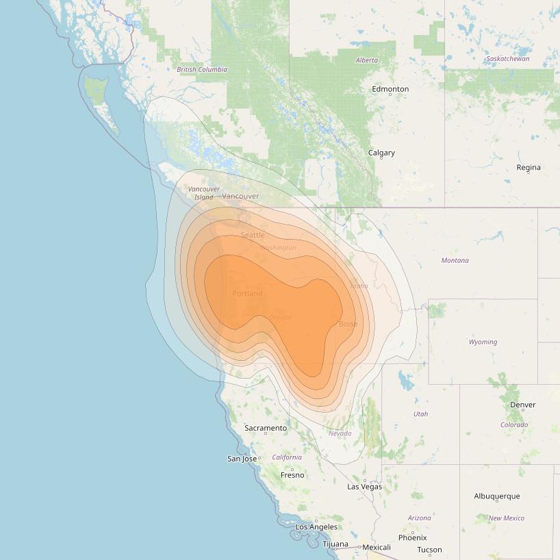 Directv 14 at 99° W downlink Ka-band Spot B21L (Portland) beam coverage map