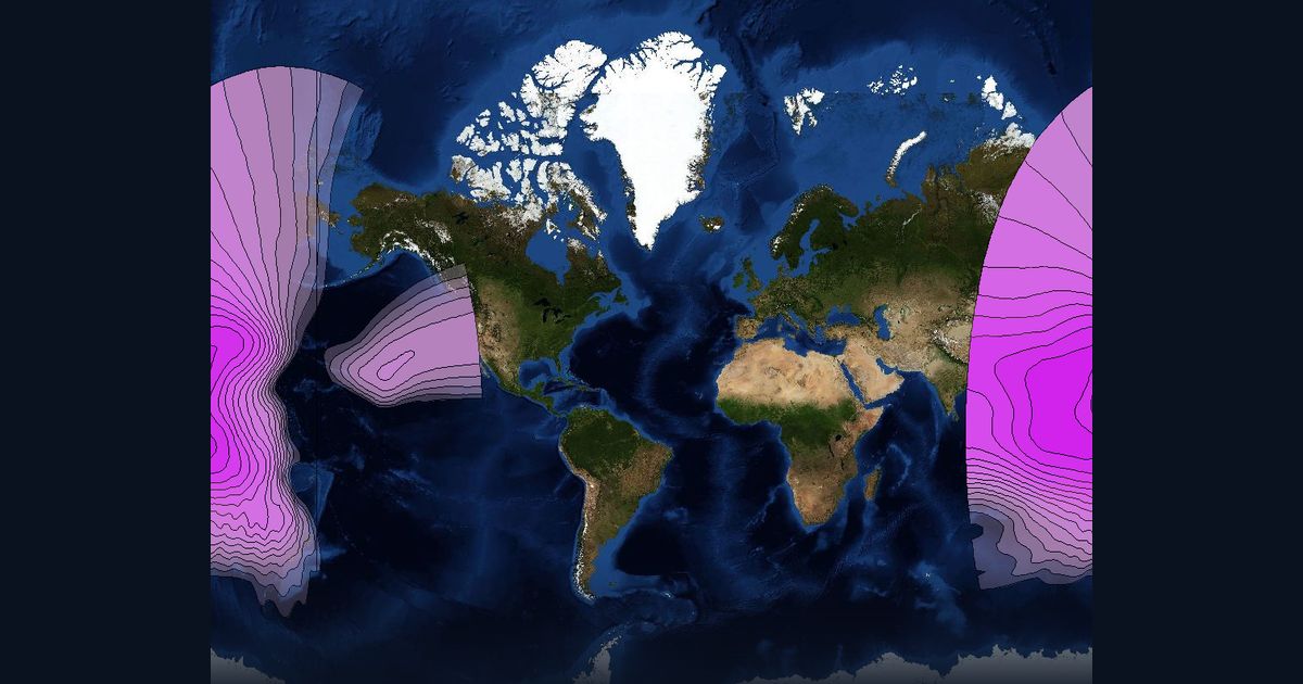Intelsat 8 C-band Pacific Beam beam footprint coverage map, C band