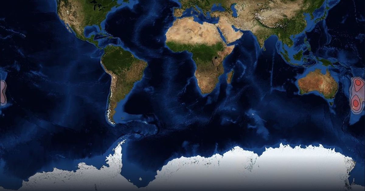 Intelsat 8 Ku-band New Zealand Beam beam footprint coverage map, Ku band