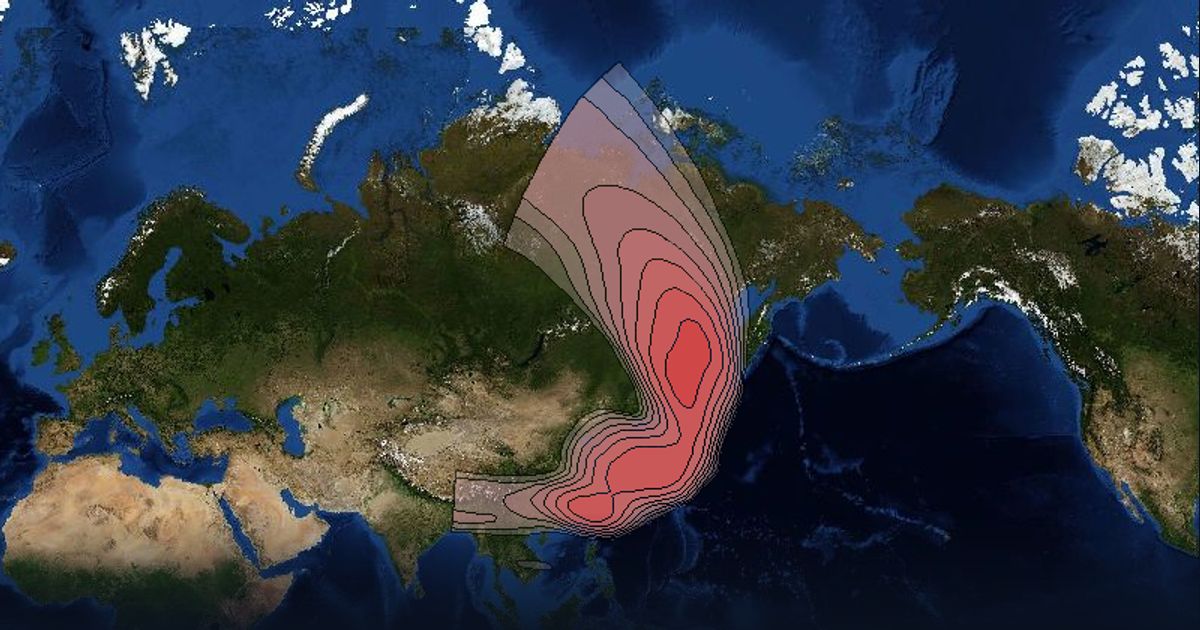 Intelsat 8 Ku-band North-East Asia (NEAKH) beam beam footprint coverage map, Ku band