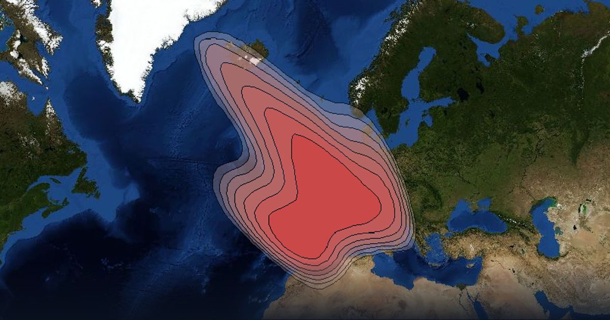 Eutelsat 31A Ku-band Spot A Beam beam footprint coverage map, Ku band