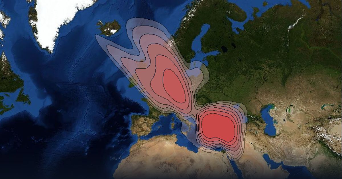 Eutelsat 31A Ku-band Spot D Beam beam footprint coverage map, Ku band