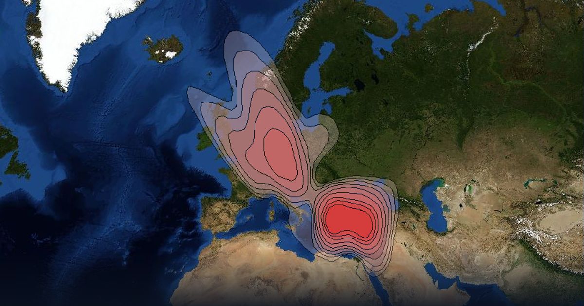 Eutelsat 31A Ku-band Spot D beam beam footprint coverage map, Ku band