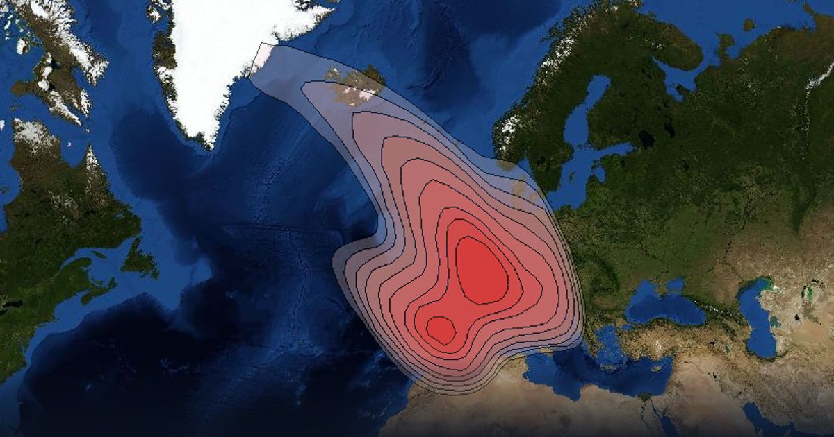 Eutelsat 31A Ku-band Spot A beam beam footprint coverage map, Ku band