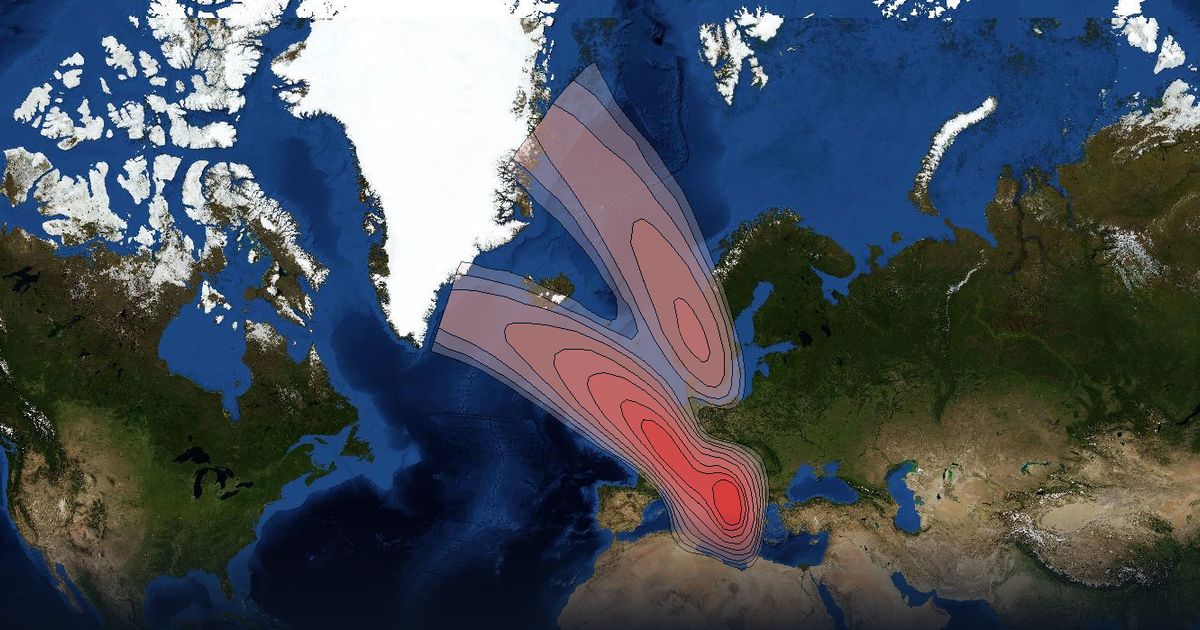 Eutelsat 31A Ku-band Spot B beam beam footprint coverage map, Ku band