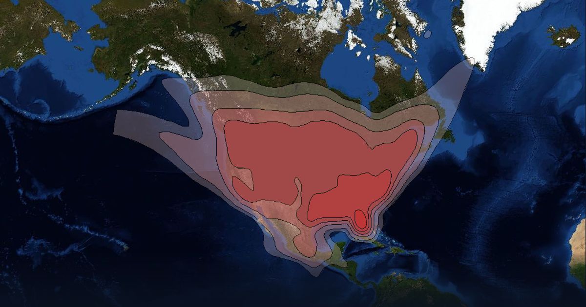 AMC 9 Ku-band North America Beam beam footprint coverage map, Ku band