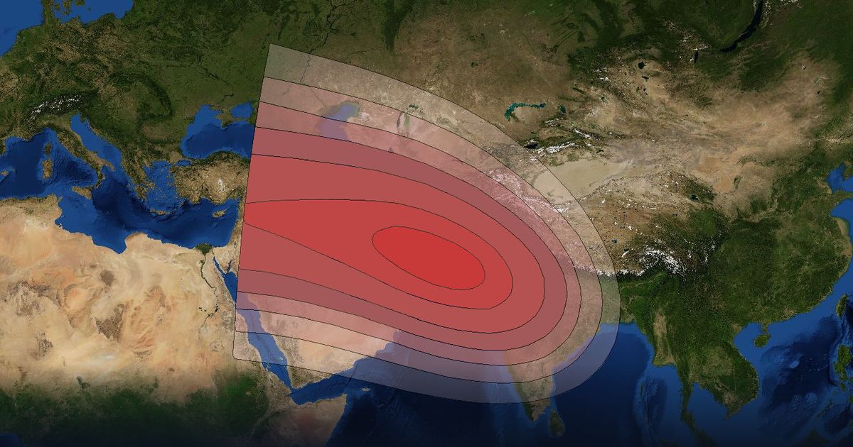 ABS-7 Ku-band FSS Middle East (Steerable) beam beam footprint coverage map, Ku band