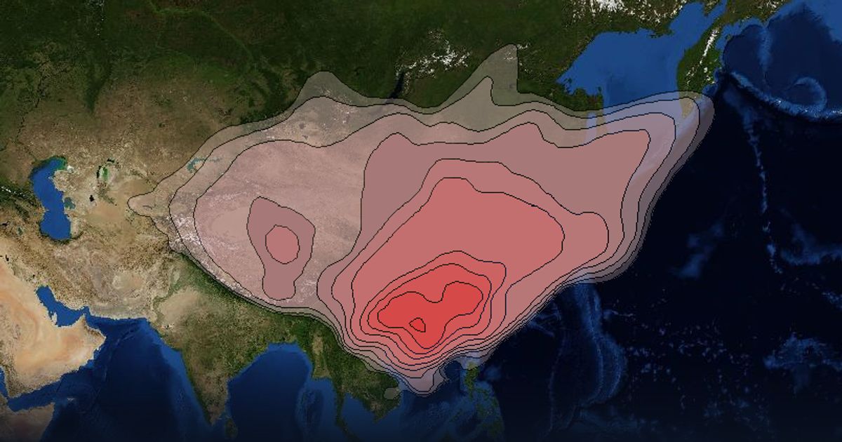 Asiasat 3S Ku-band East Asia Beam beam footprint coverage map, Ku band