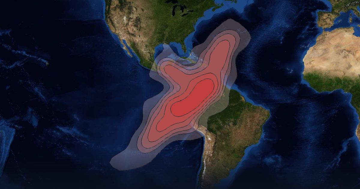 AMC 4 Ku-band South America Vertical Beam beam footprint coverage map, Ku band